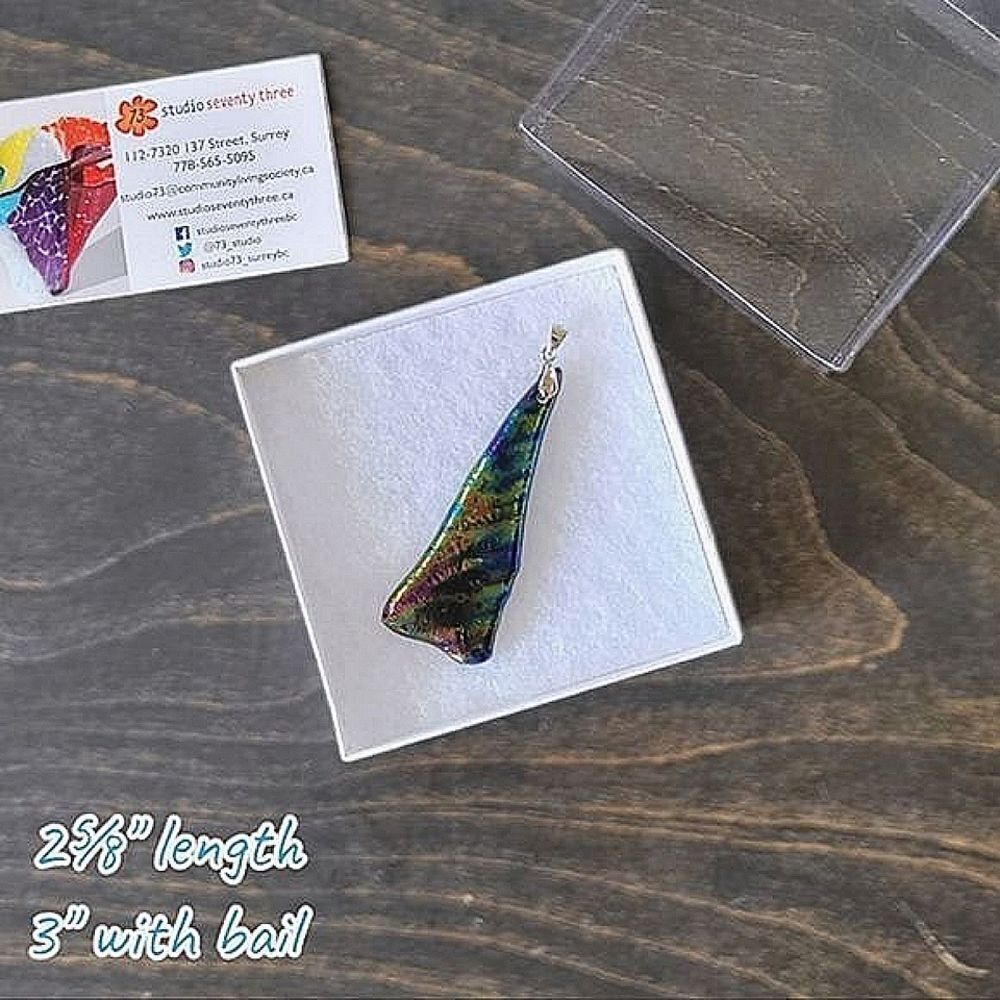 NWT Studio Seventy Three dichroic fused glass pendant | 18K plated bail